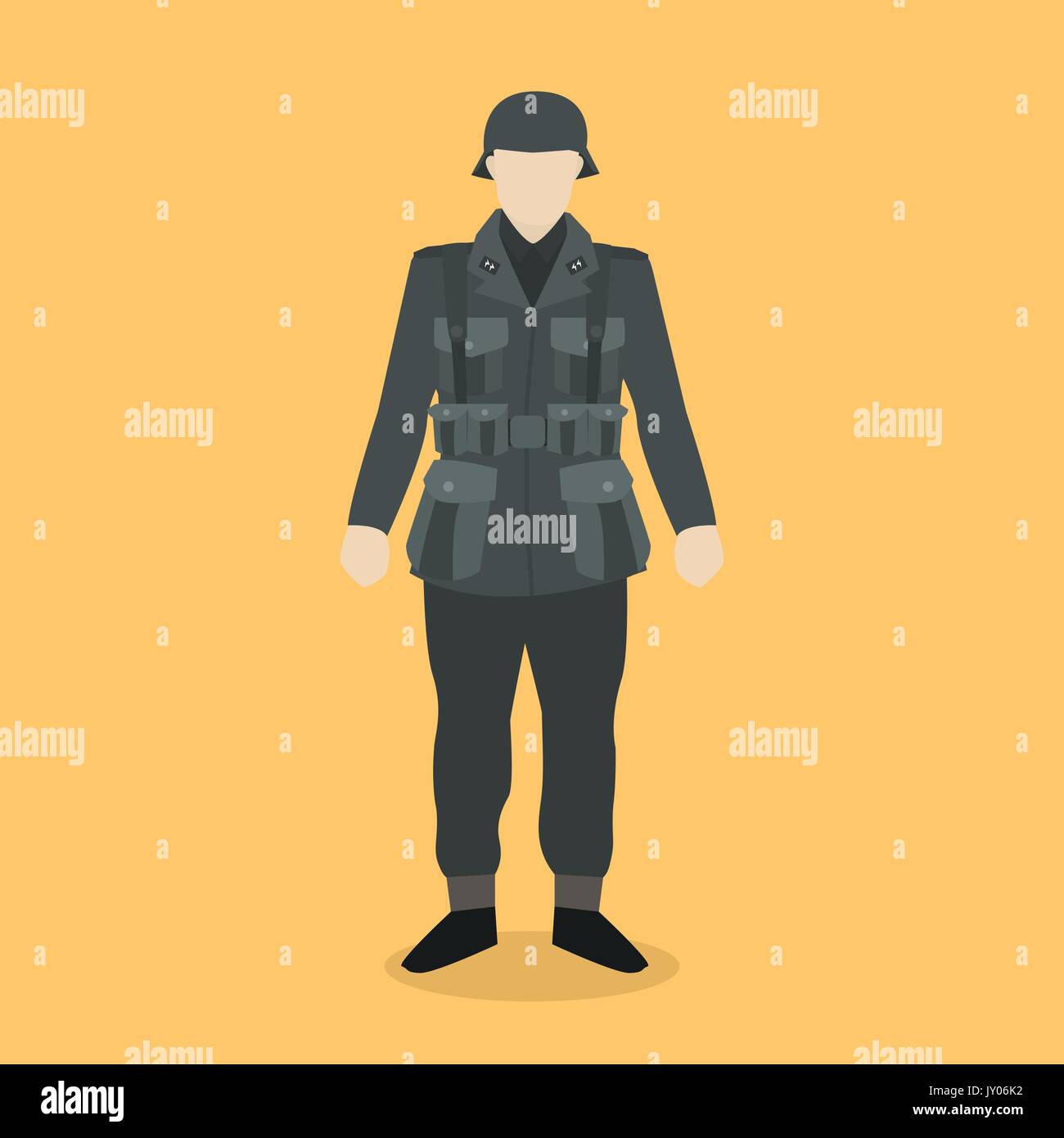 german ww2 solider infantry standing with uniform isolated vector Stock Vector