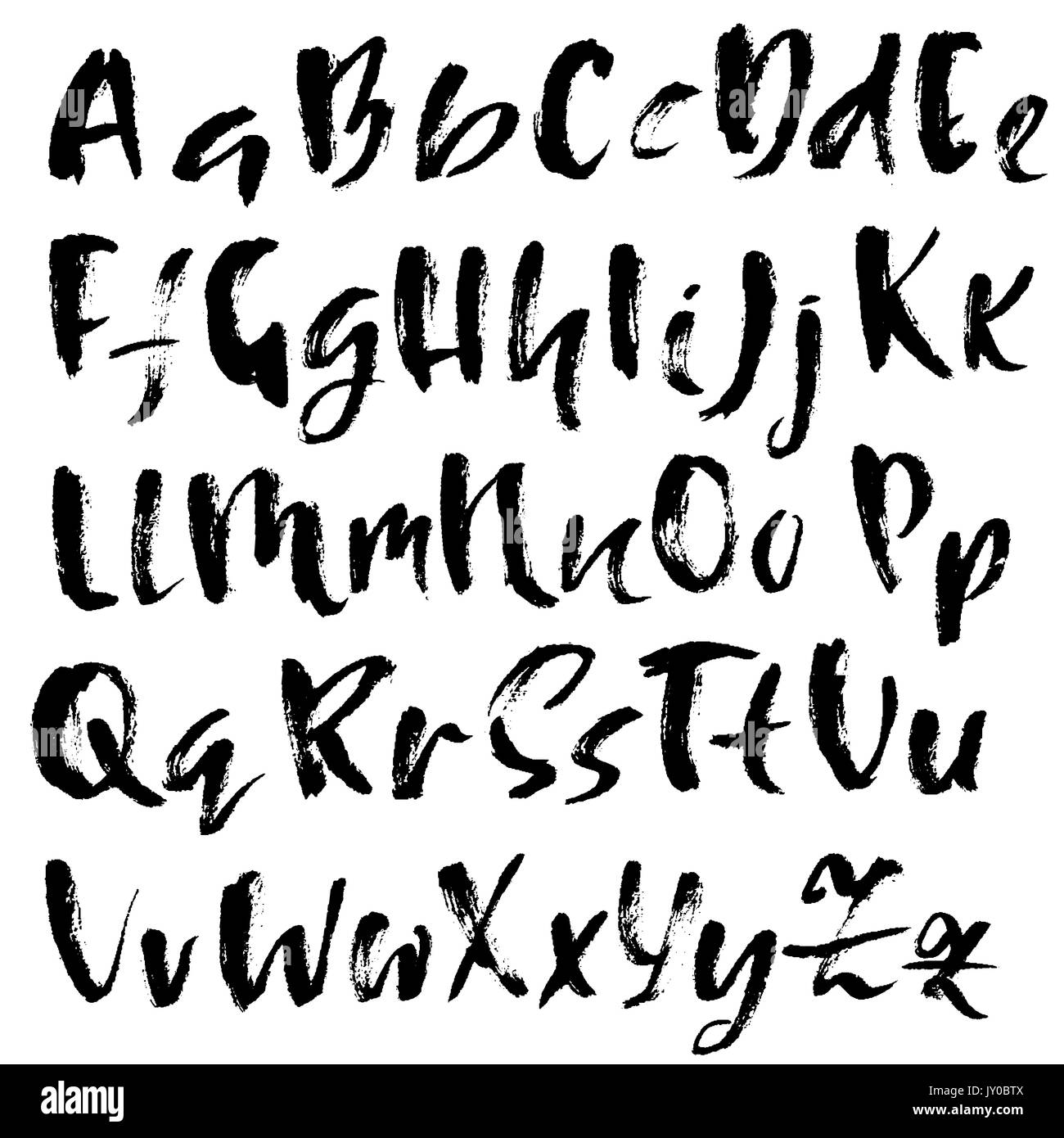 Hand drawn dry brush font. Modern brush lettering. Grunge style ...