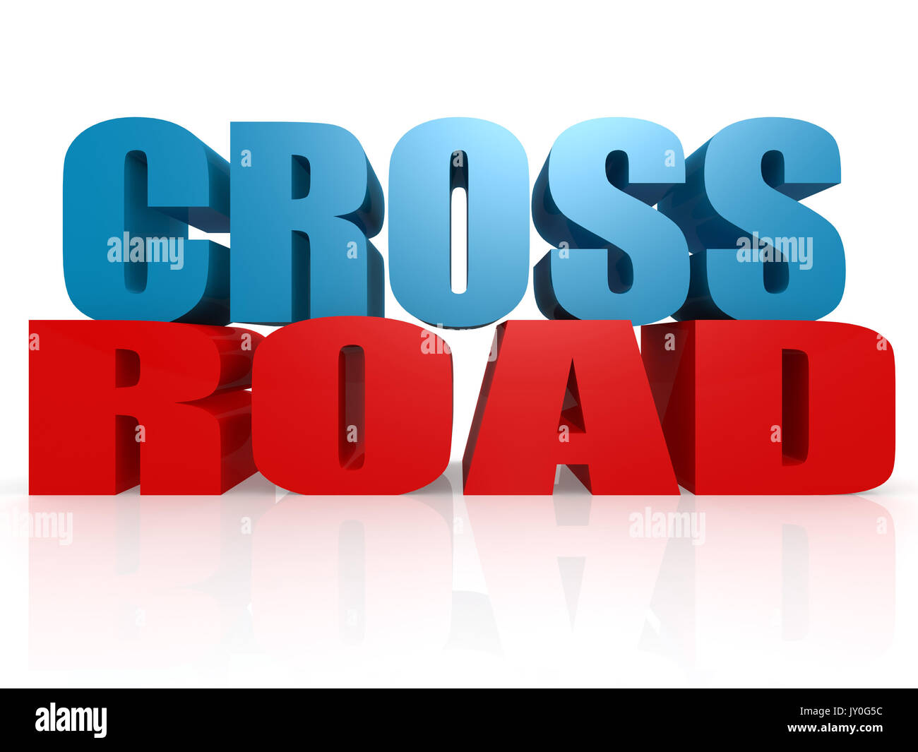 Cross road concept image with hi-res rendered artwork that could be used for any graphic design. Stock Photo