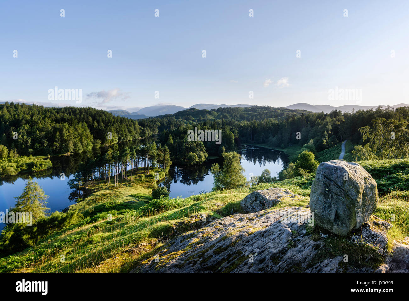 Tarn Hows and the Langdales in the English Lake District in Cumbria Stock Photo