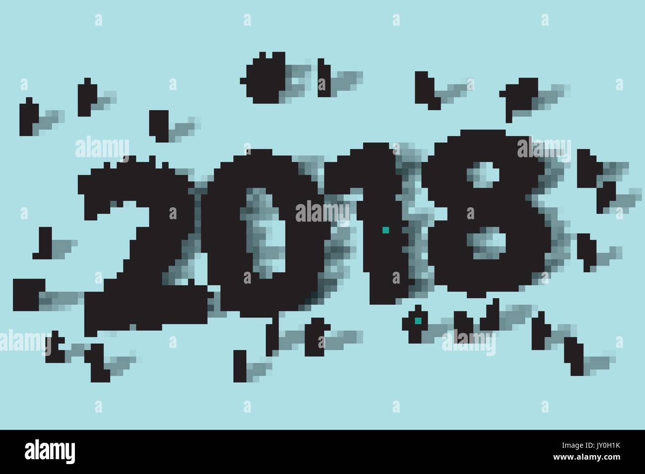 2018 happy new year card crowd big group people Stock Vector