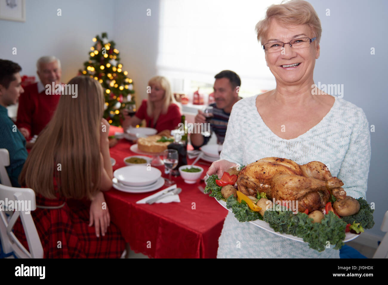 Nobody does better turkey than grandmother Stock Photo