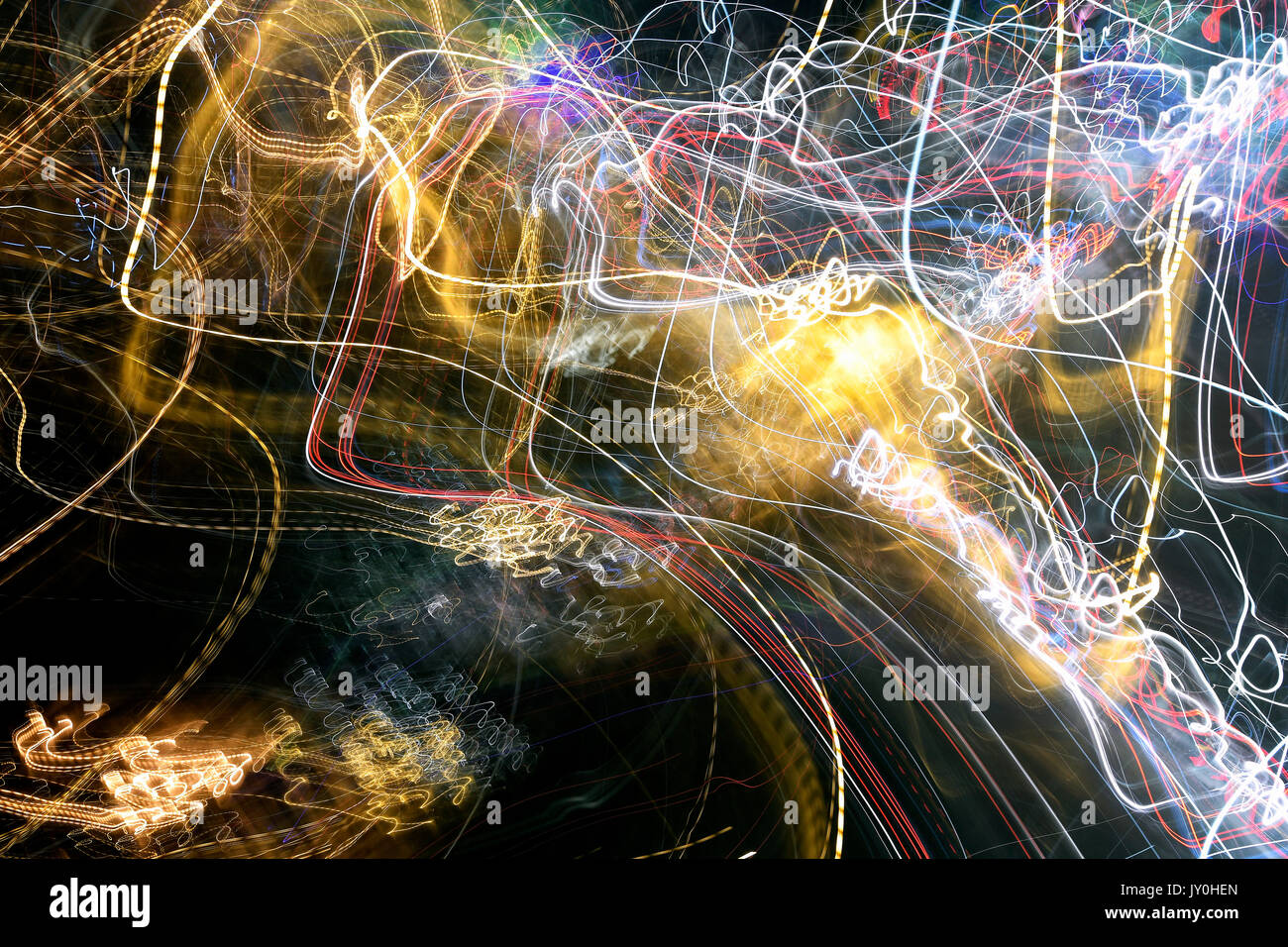 Abstract lights, time exposure, different sources of light by night