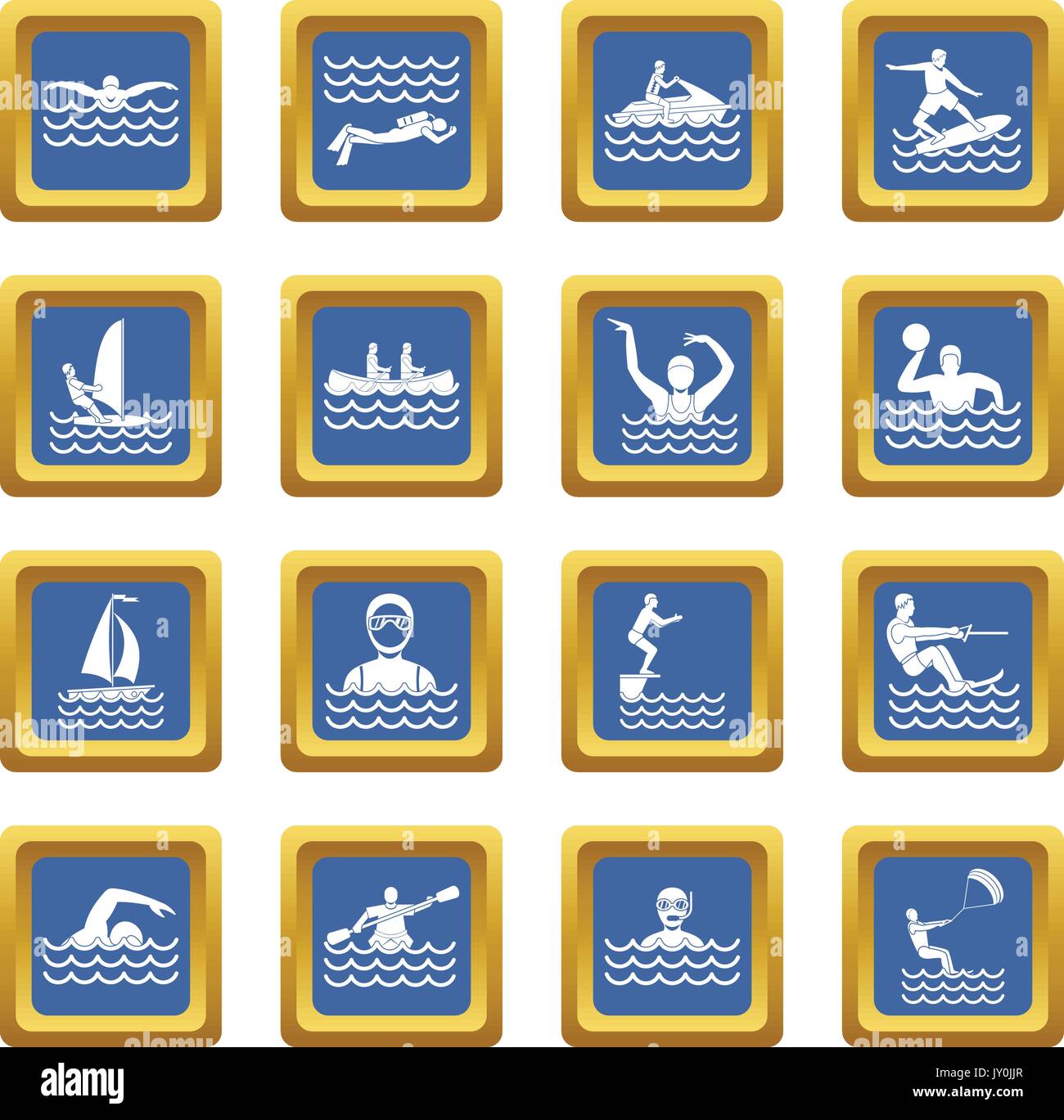 Water sport icons set blue Stock Vector Image & Art - Alamy