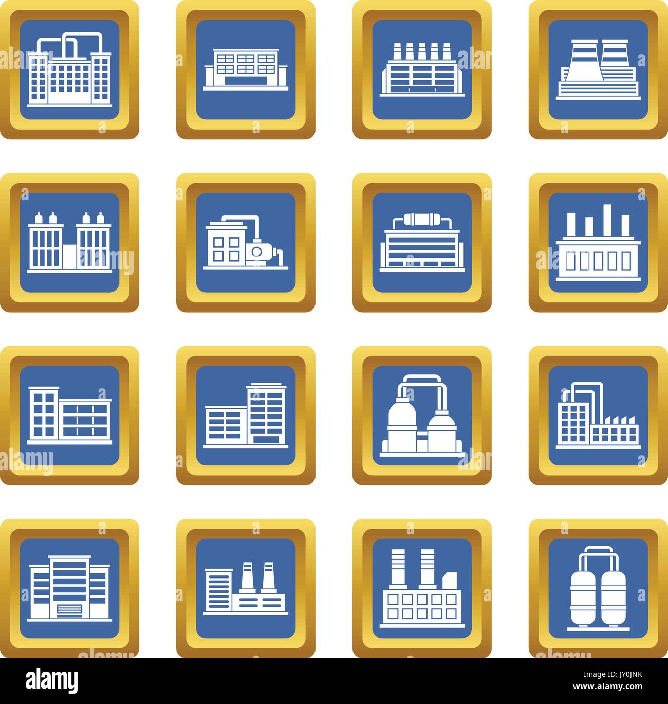 Industrial building icons set blue Stock Vector Image & Art - Alamy