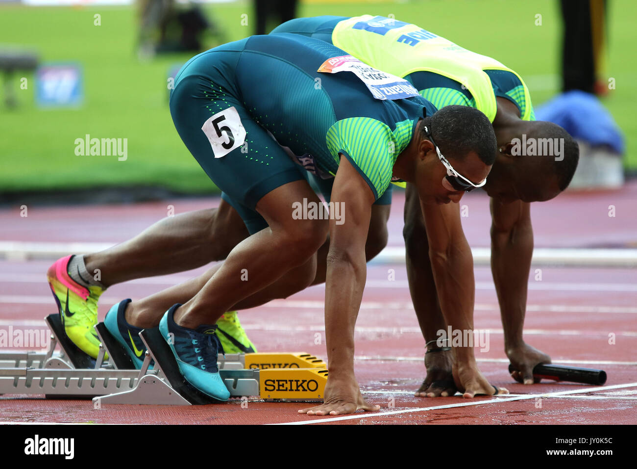 Ricardo COSTA de OLIVEIRA of Brazil in the Men's 4 x 100 m Relay T11-13 Final at the World Para Championships in London 2017 Stock Photo