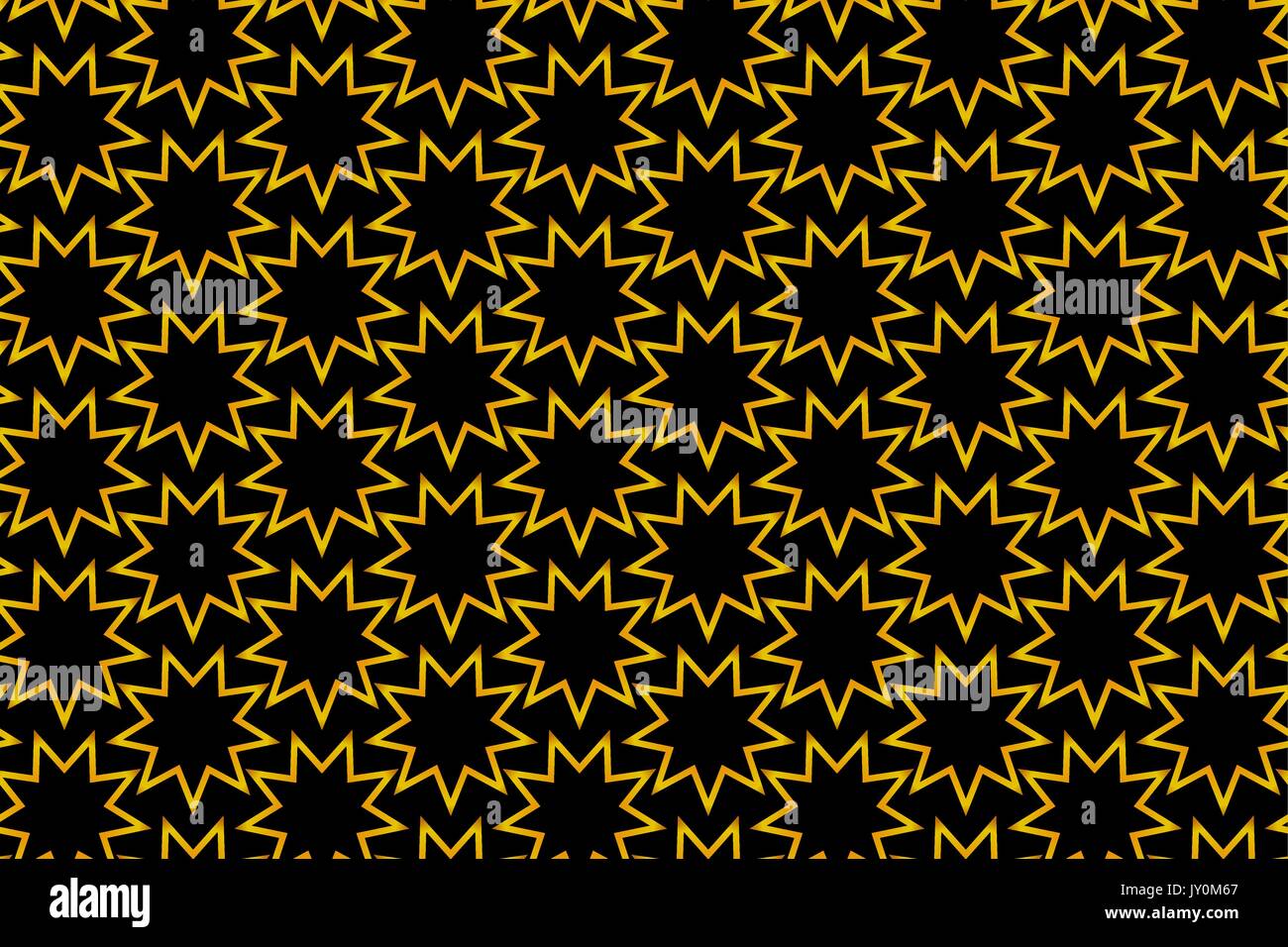 Golden nine pointed star on black background - vector pattern, Symbol ...