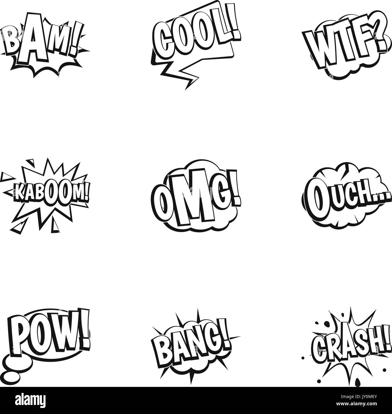 Retro speech bubble icons set, outline style Stock Vector Image & Art ...