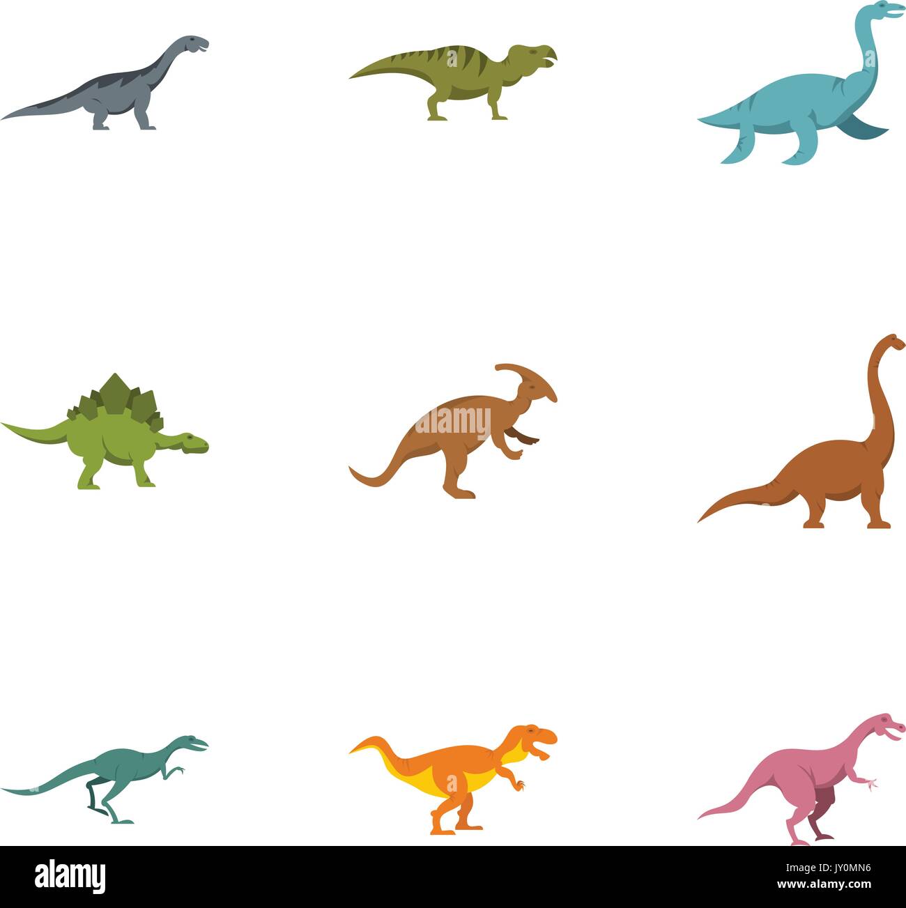 Figures dinosaur icons set, flat style Stock Vector Image & Art - Alamy