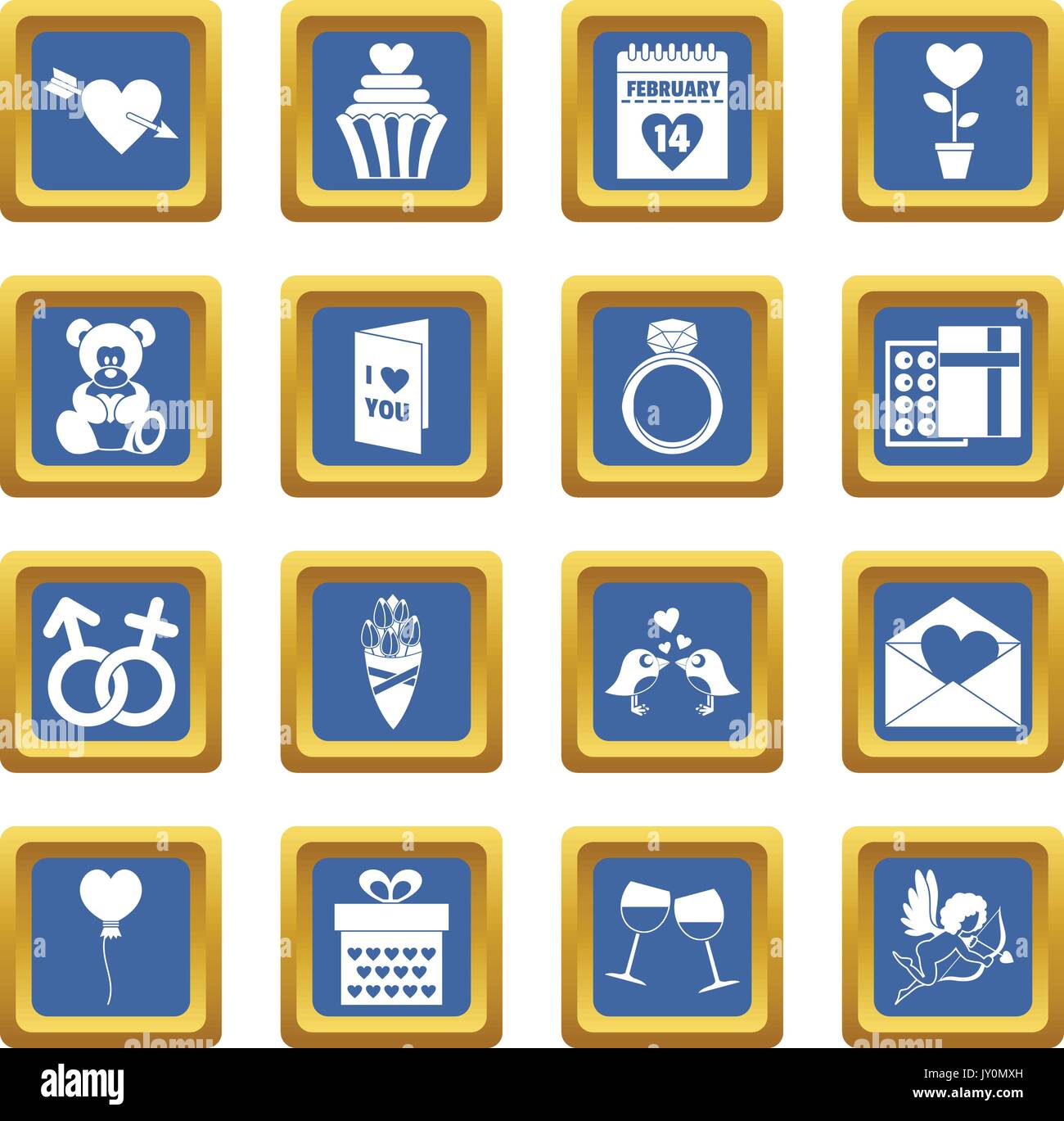 Saint Valentine icons set blue Stock Vector Image & Art - Alamy
