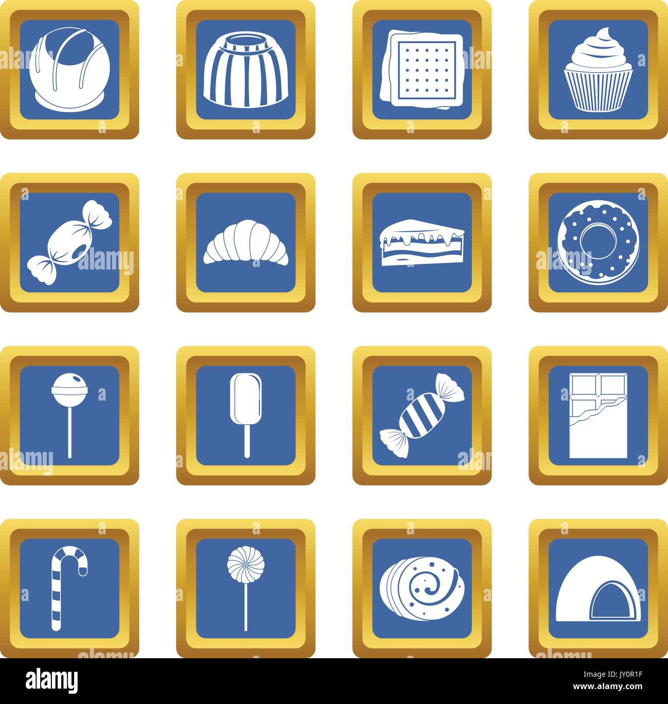 Sweets and candies icons set blue Stock Vector Image & Art - Alamy