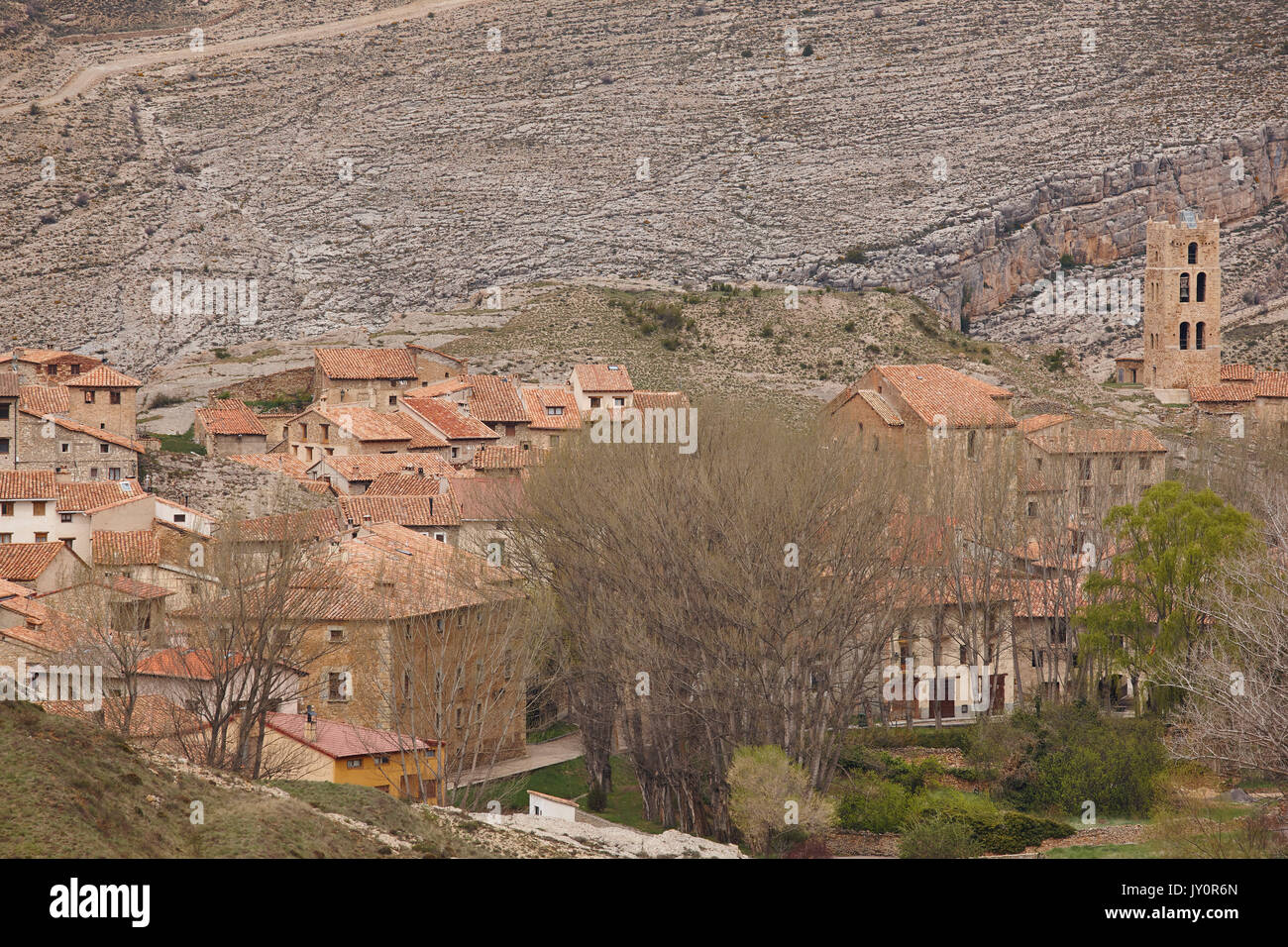 Picturesque village in Spain. Villaroya de los Pinares. Teruel heritage Stock Photo