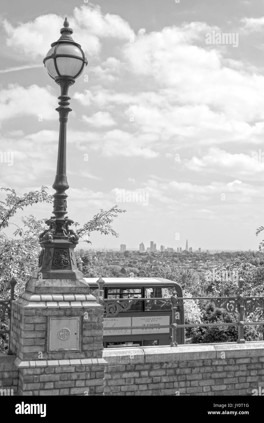 antique street light with a beautiful view of london city Stock Photo