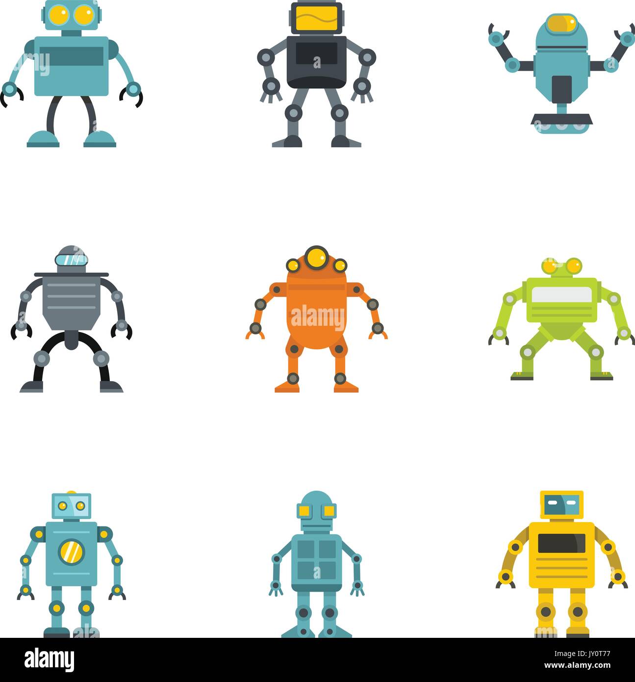 Electronic robot icons set, flat style Stock Vector Image & Art - Alamy