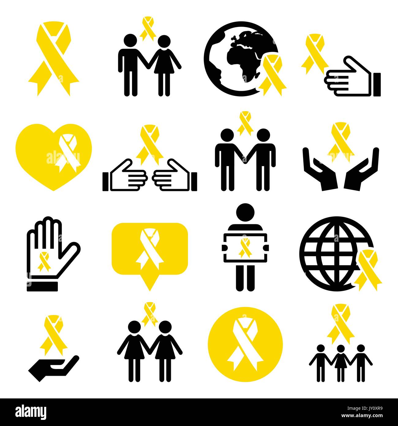 Yellow ribbon icons - suicide prevention, support for troops, adoptive  parents symbol International symbol of hope - yellow ribbon vector icons  set i Stock Vector Image & Art - Alamy
