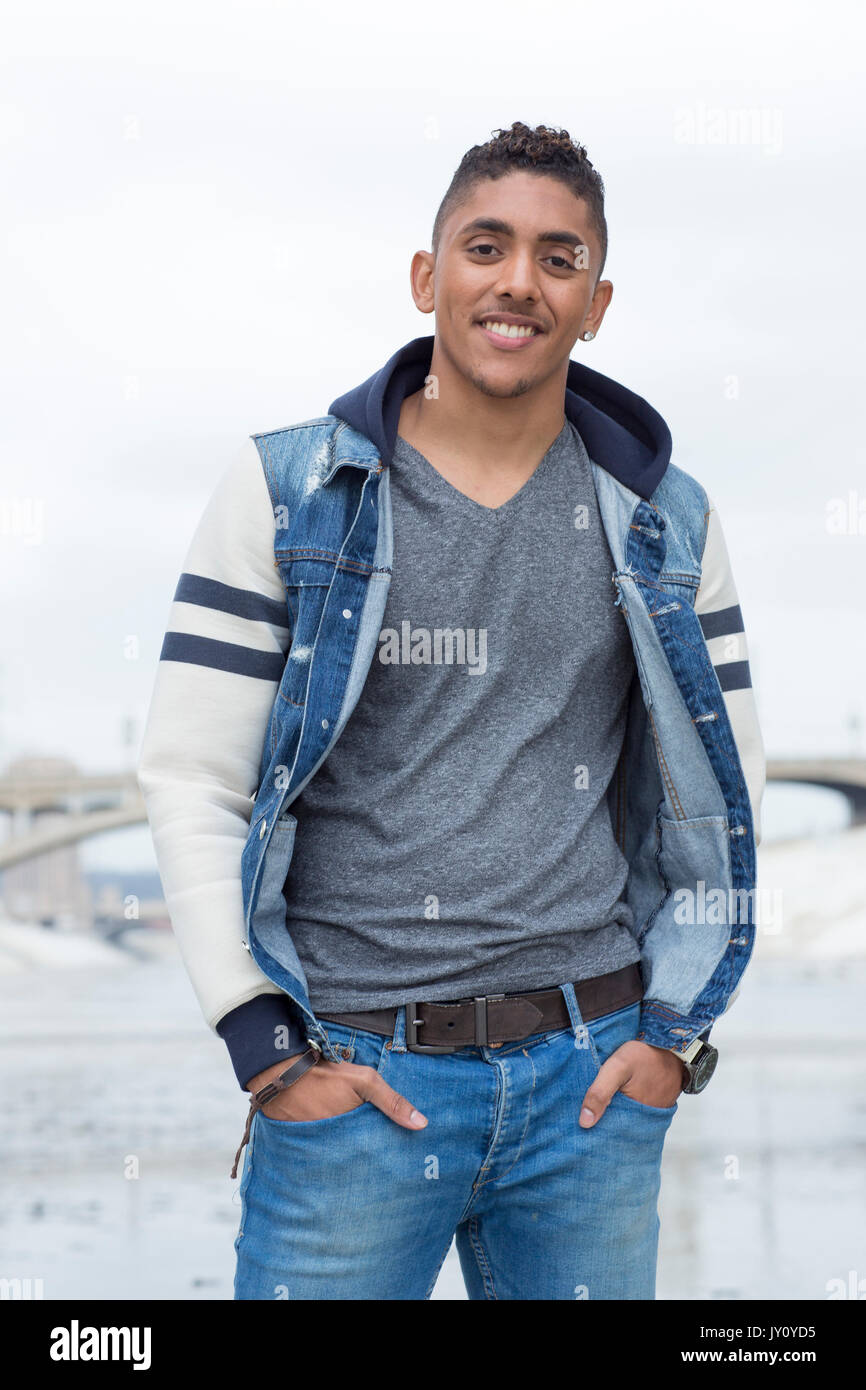Portrait of smiling Mixed Race man Stock Photo