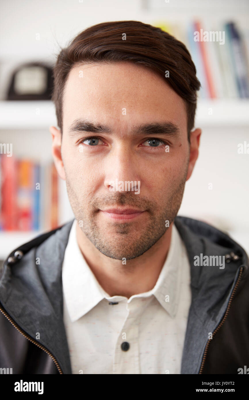 Portrait of serious Caucasian man Stock Photo