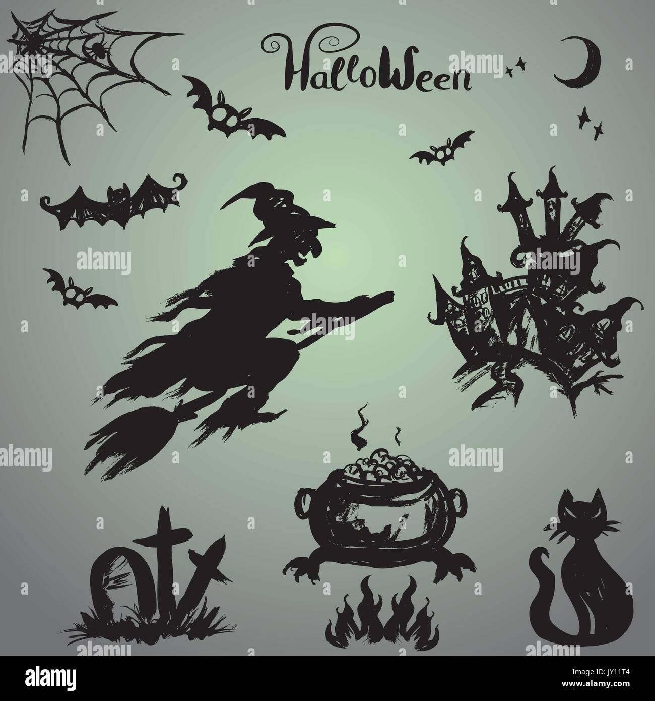 vector collection of halloween silhouettes Stock Vector Image & Art - Alamy