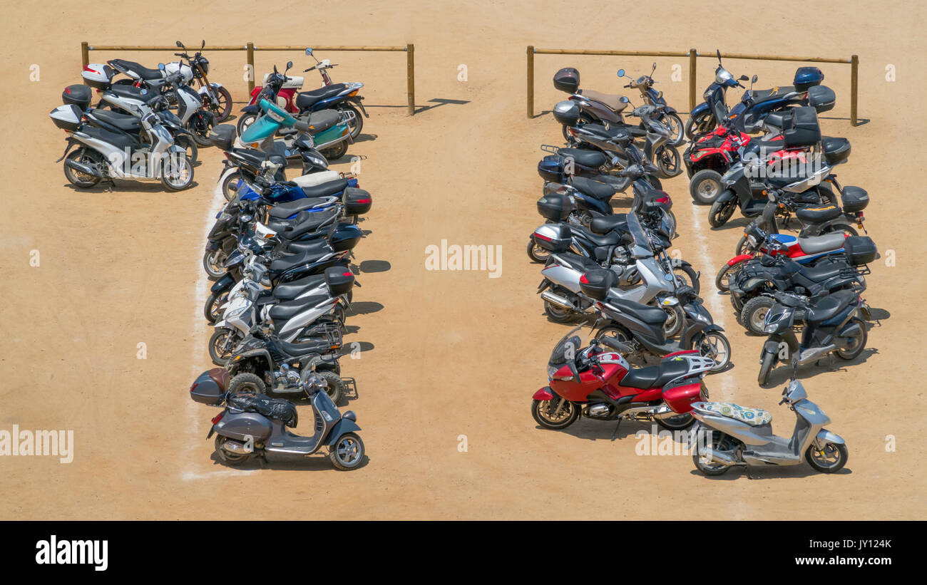 Parking for motorbikes Stock Photo