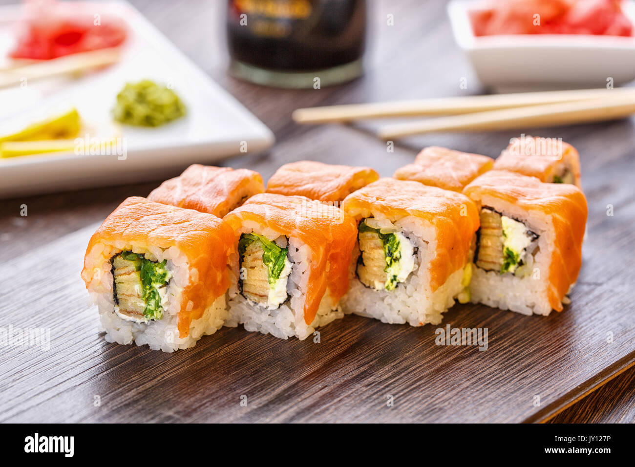 Philadelphia roll sushi with salmon Stock Photo