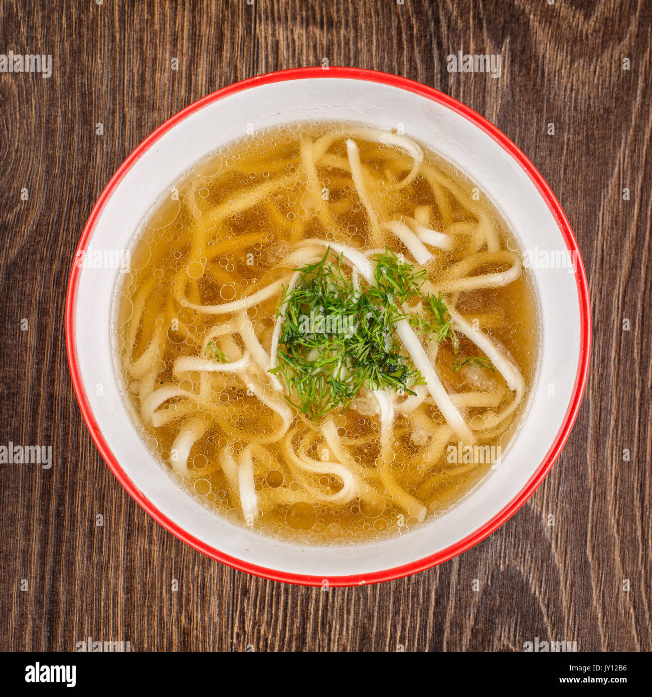 broth with noodles and fennel Stock Photo