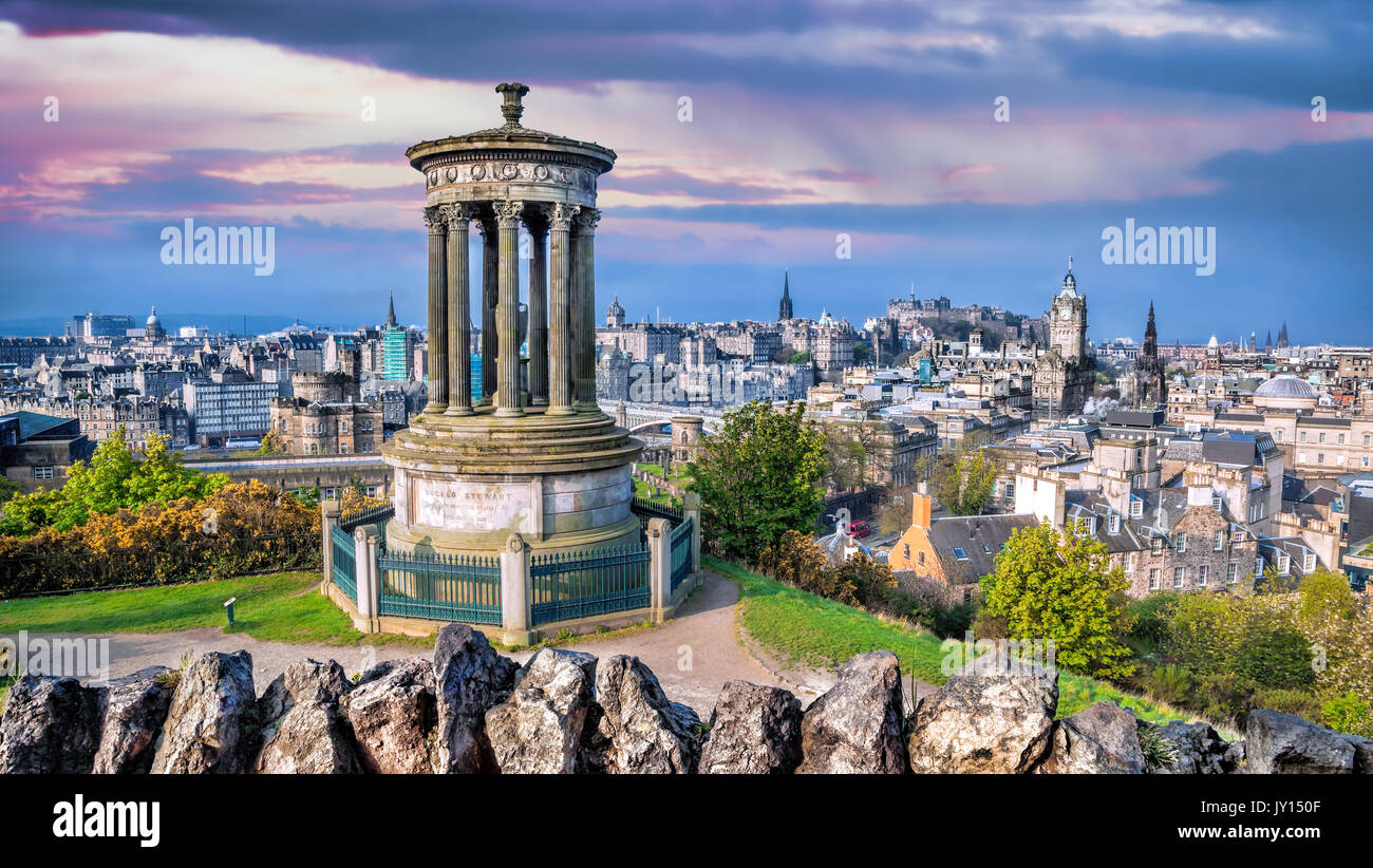 Edinburgh panorama with Calton Hill in Scotland Stock Photo