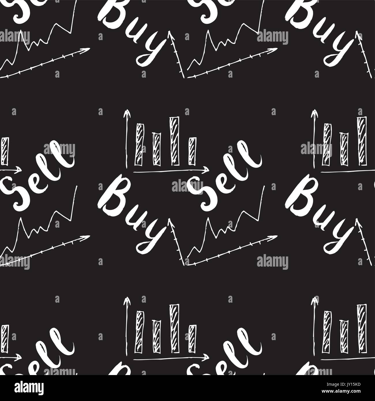 Seamless Background Forex Market Hand Drawn Icons Vector Background - 