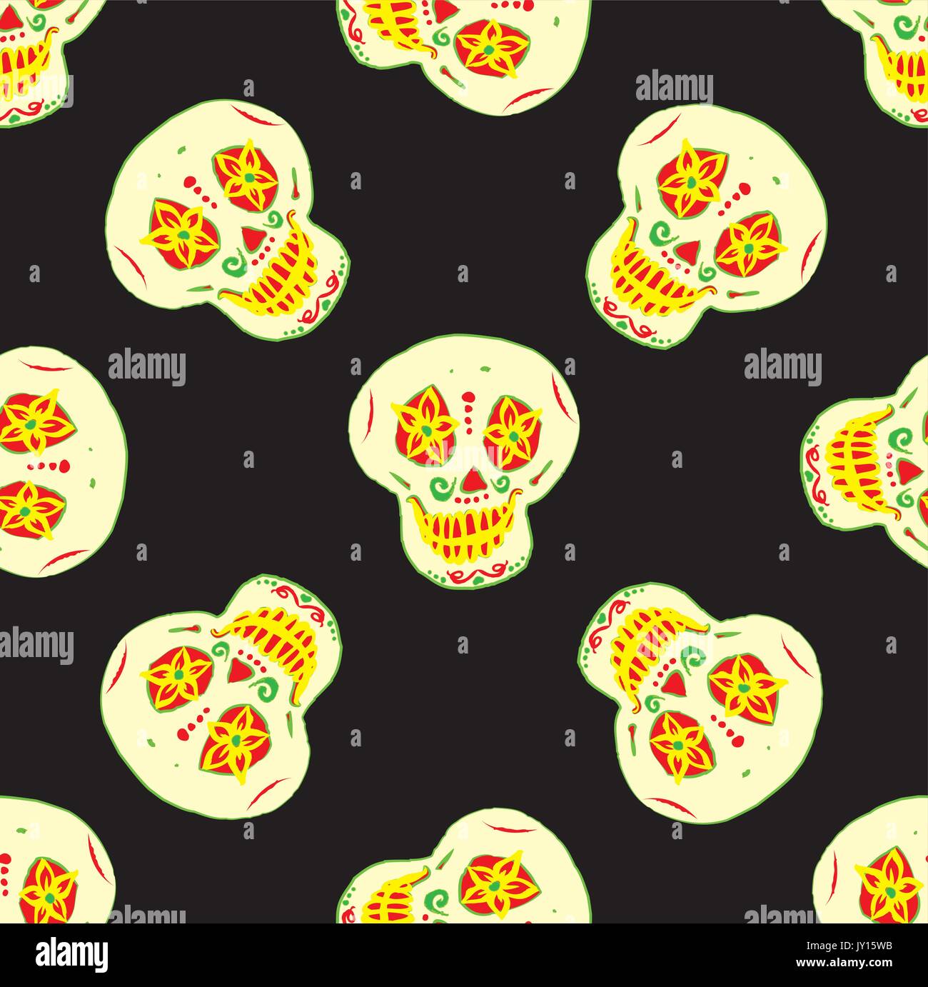 Seamless sugar skulls pattern Stock Vector Images - Alamy