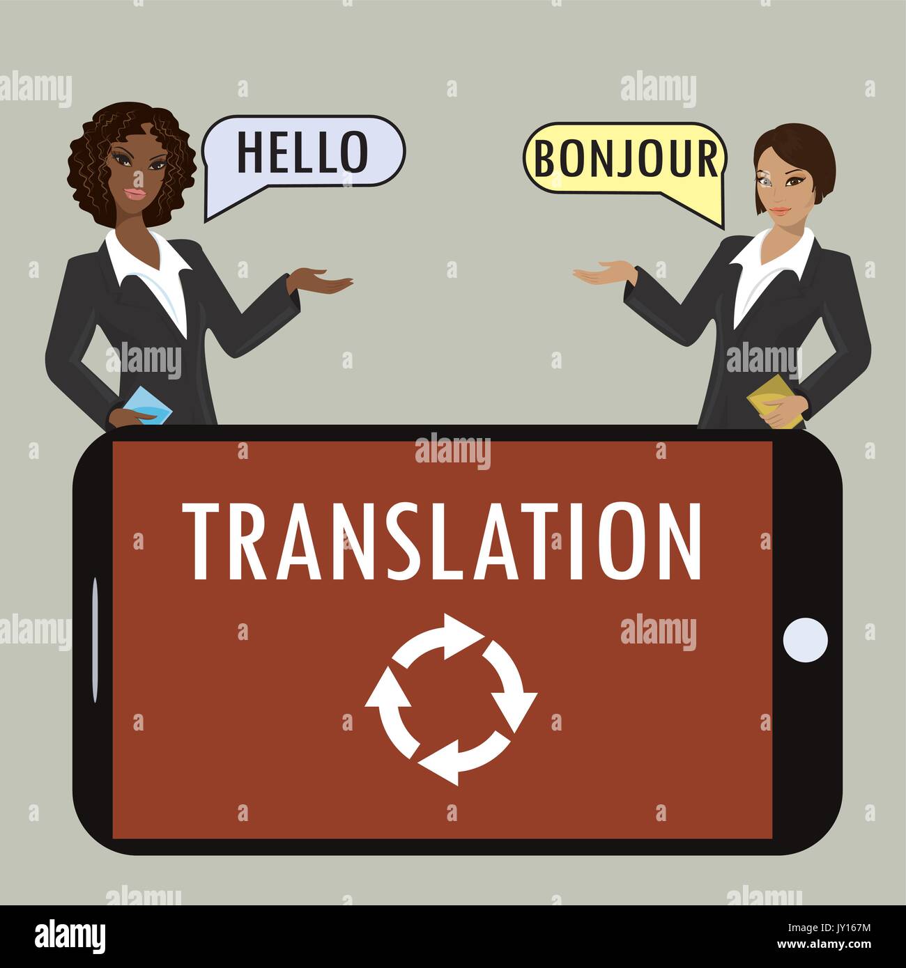 Translation from a smartphone. Vector illustration Stock Vector