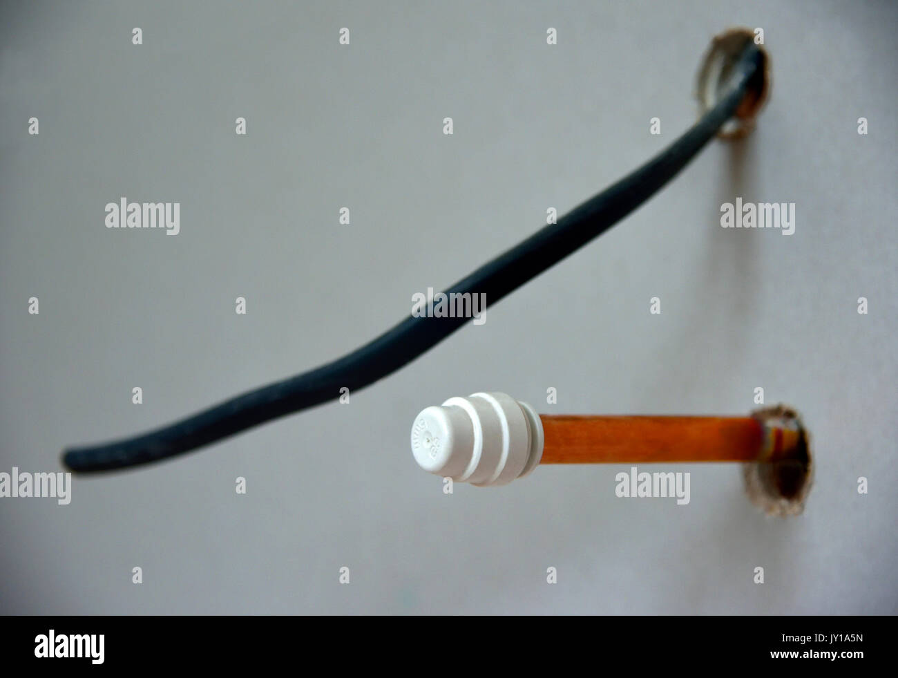 Electric Shower connections Stock Photo Alamy