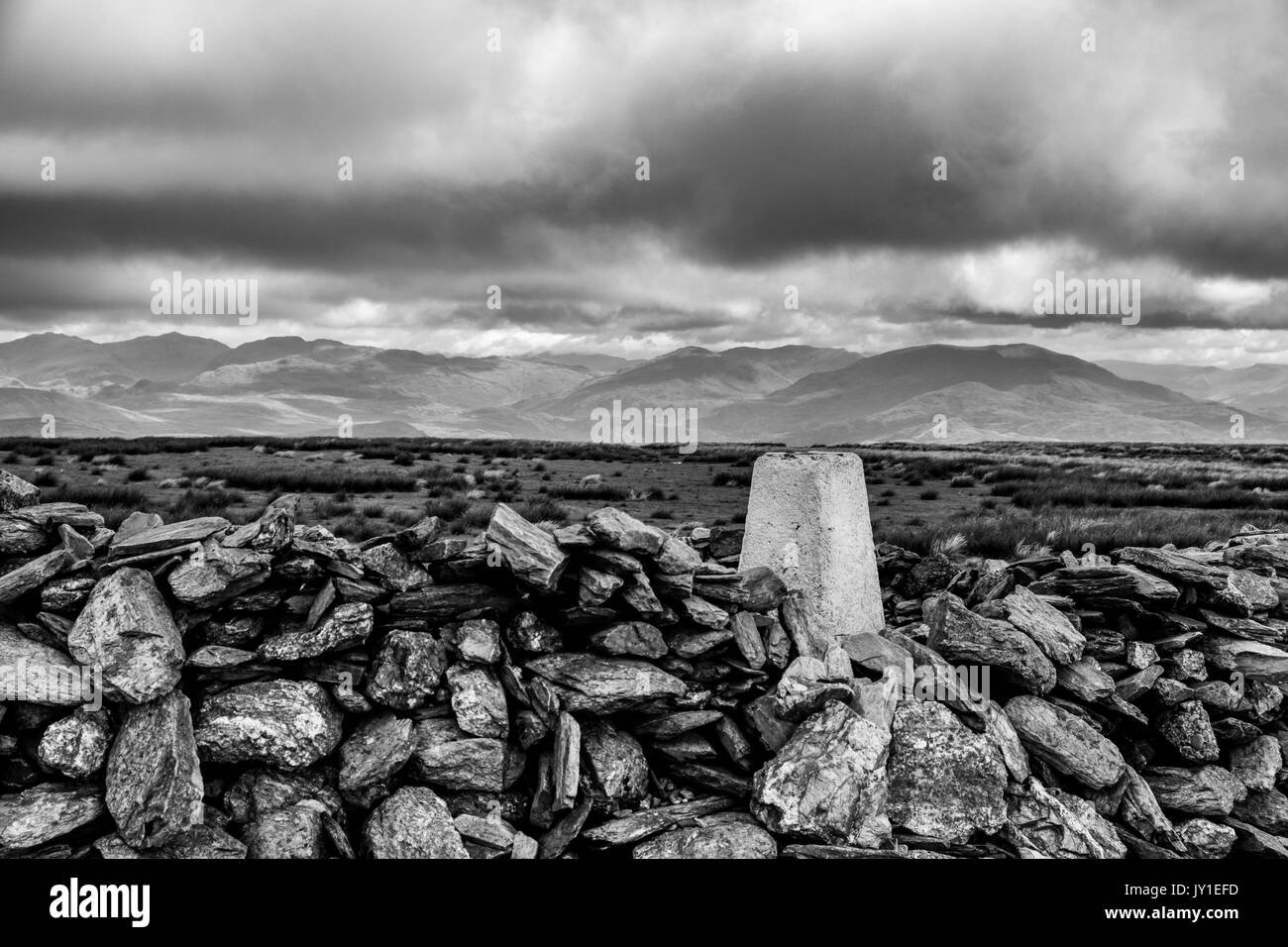 Summit of Black Combe, view towards the Lakeland Fells, Cumbria Stock Photo