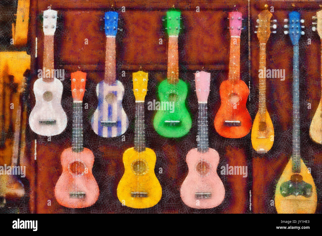 Colorful guitars Stock Photo