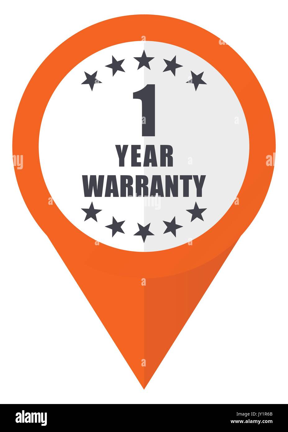 Warranty guarantee 1 year orange pointer vector icon in eps 10 isolated ...