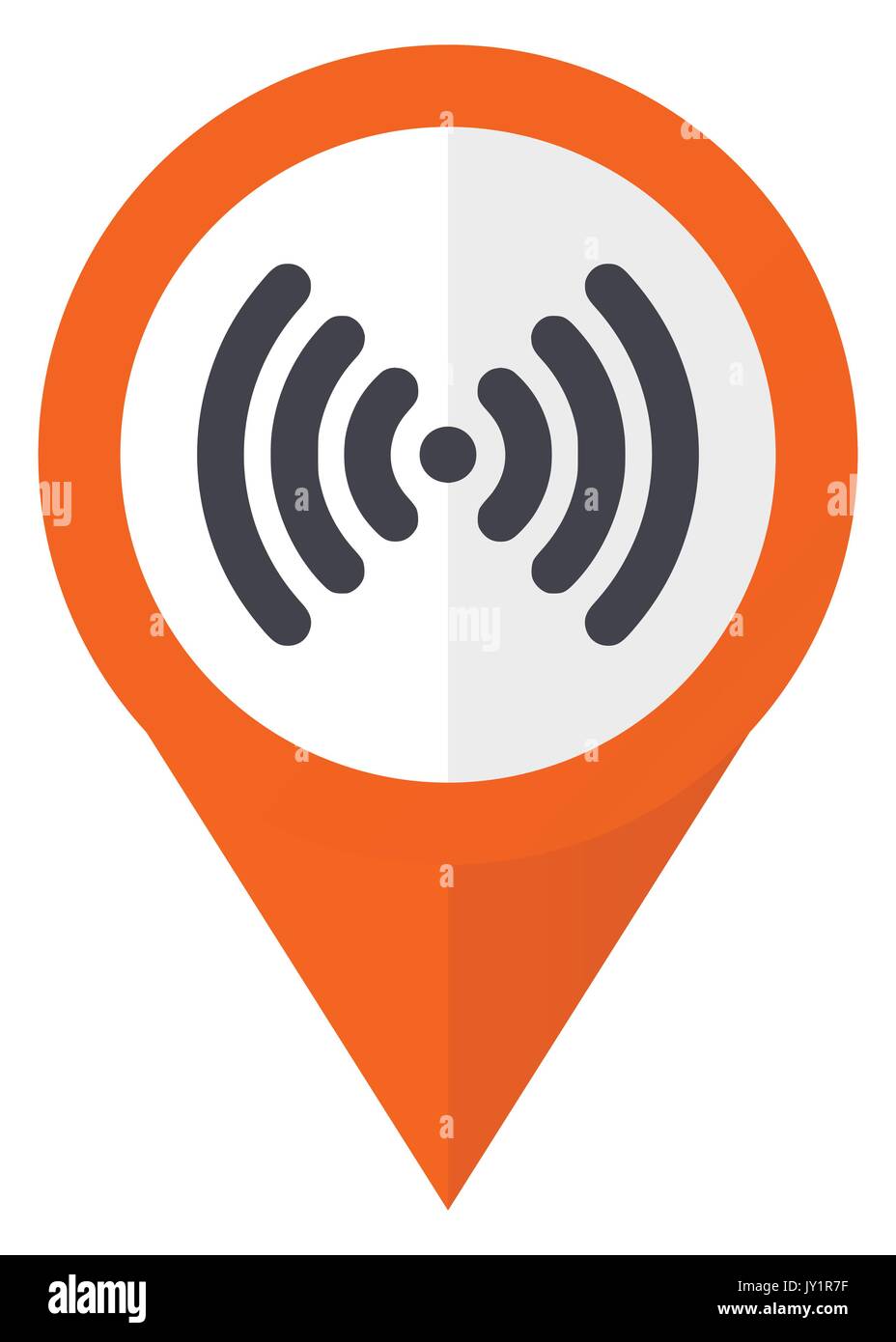 Wifi orange pointer vector icon in eps 10 isolated on white background. Stock Vector