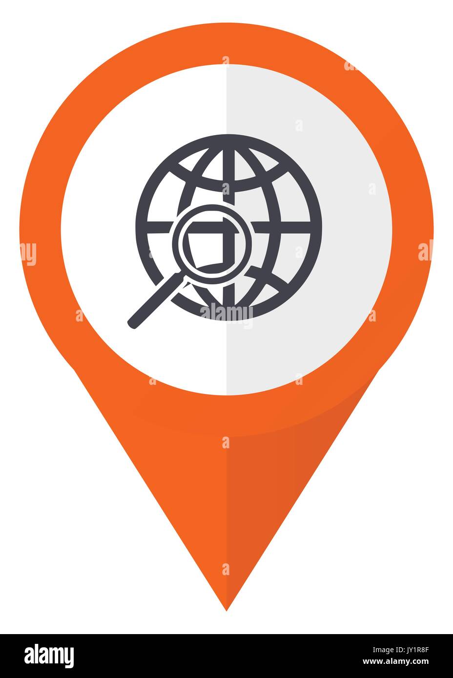 Search orange pointer vector icon in eps 10 isolated on white background. Stock Vector