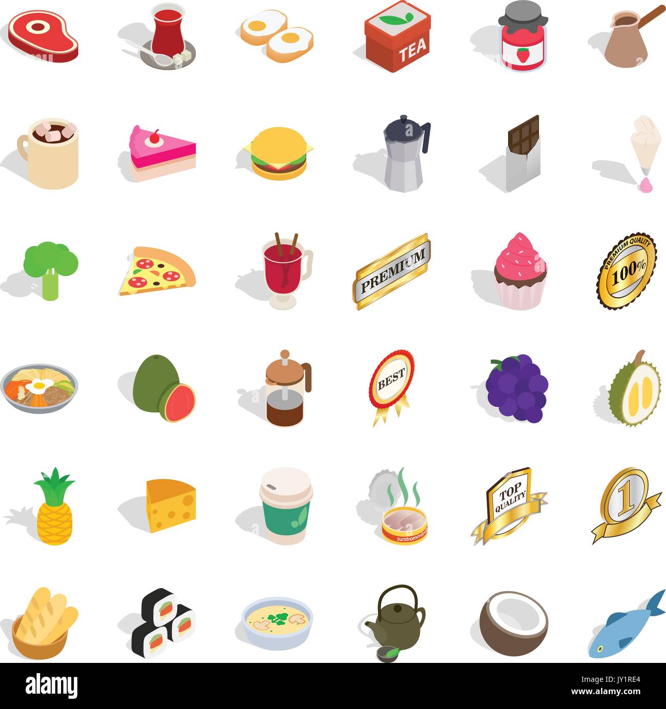 Cold drink icons set, isometric style Stock Vector