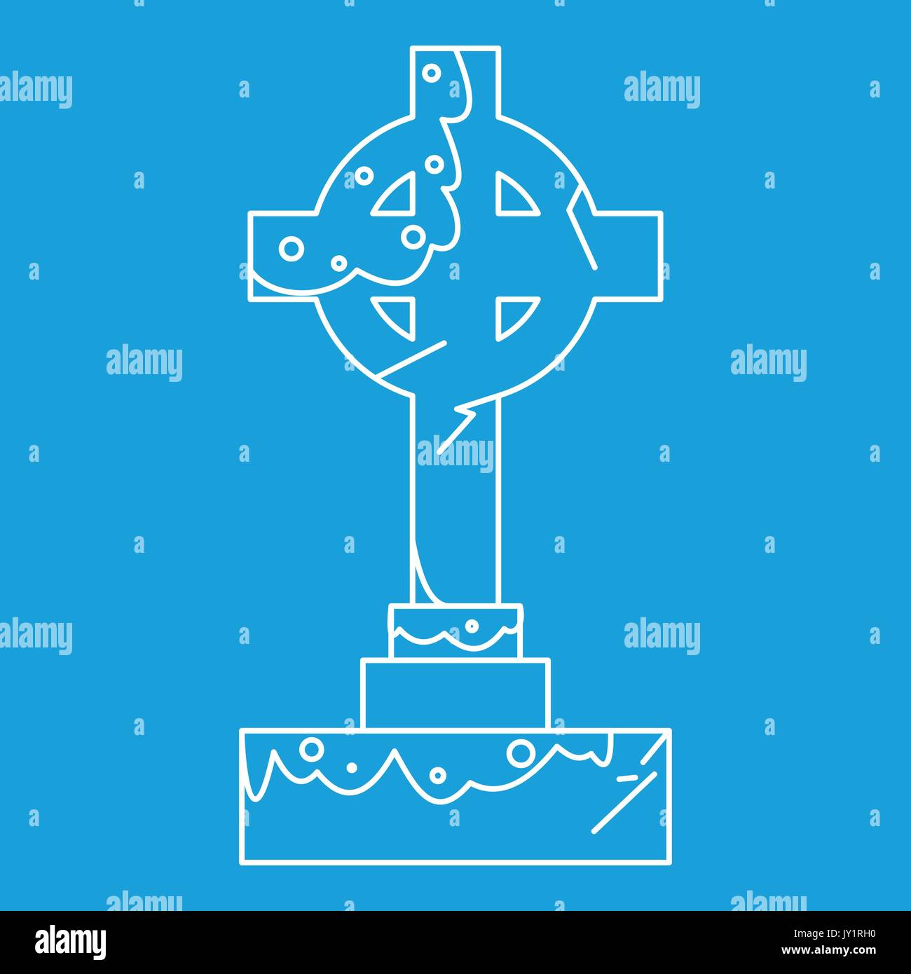 Celtic cross gravestone icon, outline style Stock Vector