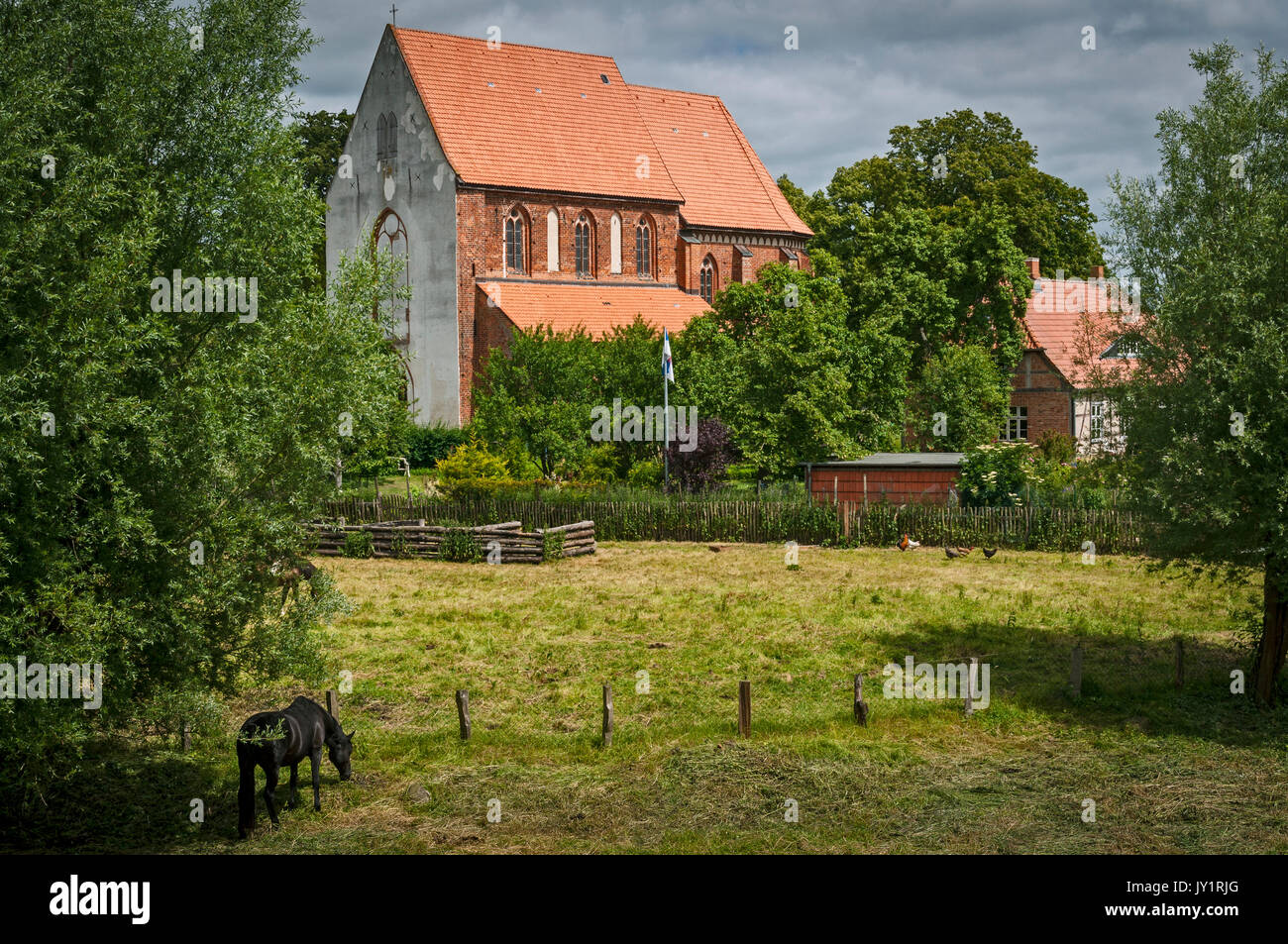 Starkow Church from 13th C., Velgast, Mecklenburg Western Pommerania, Germany. Stock Photo