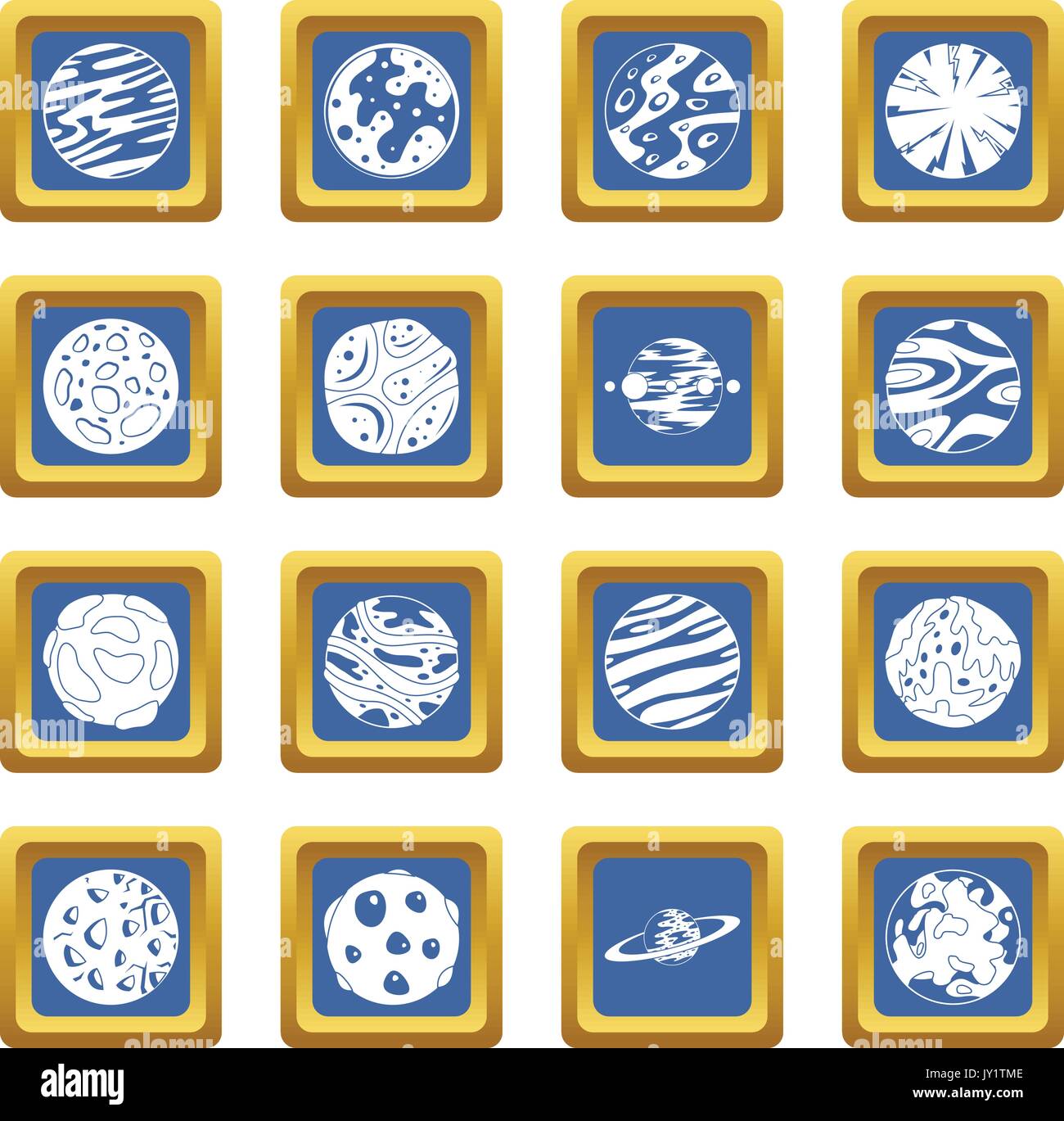 Fantastic planets icons set blue Stock Vector Image & Art - Alamy