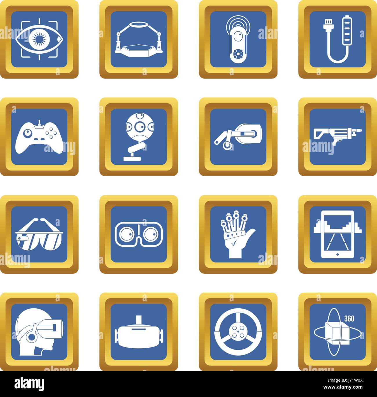 Virtual reality icons set blue Stock Vector Image & Art - Alamy