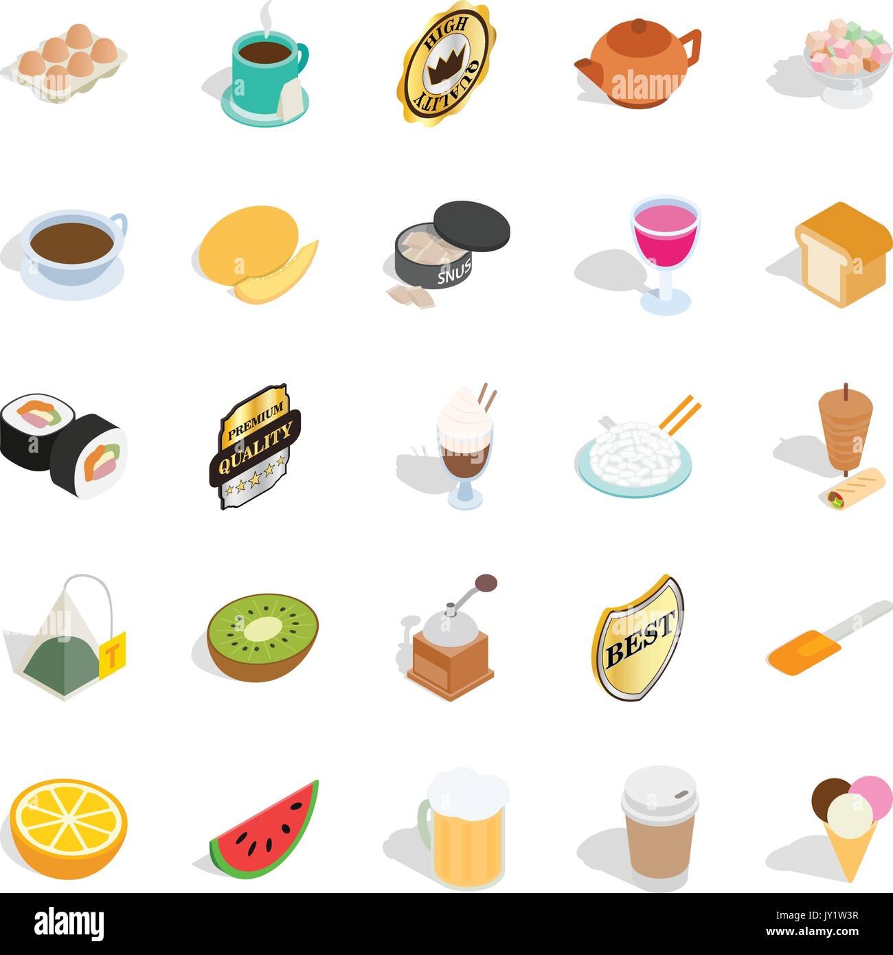 Quencher icons set, isometric style Stock Vector
