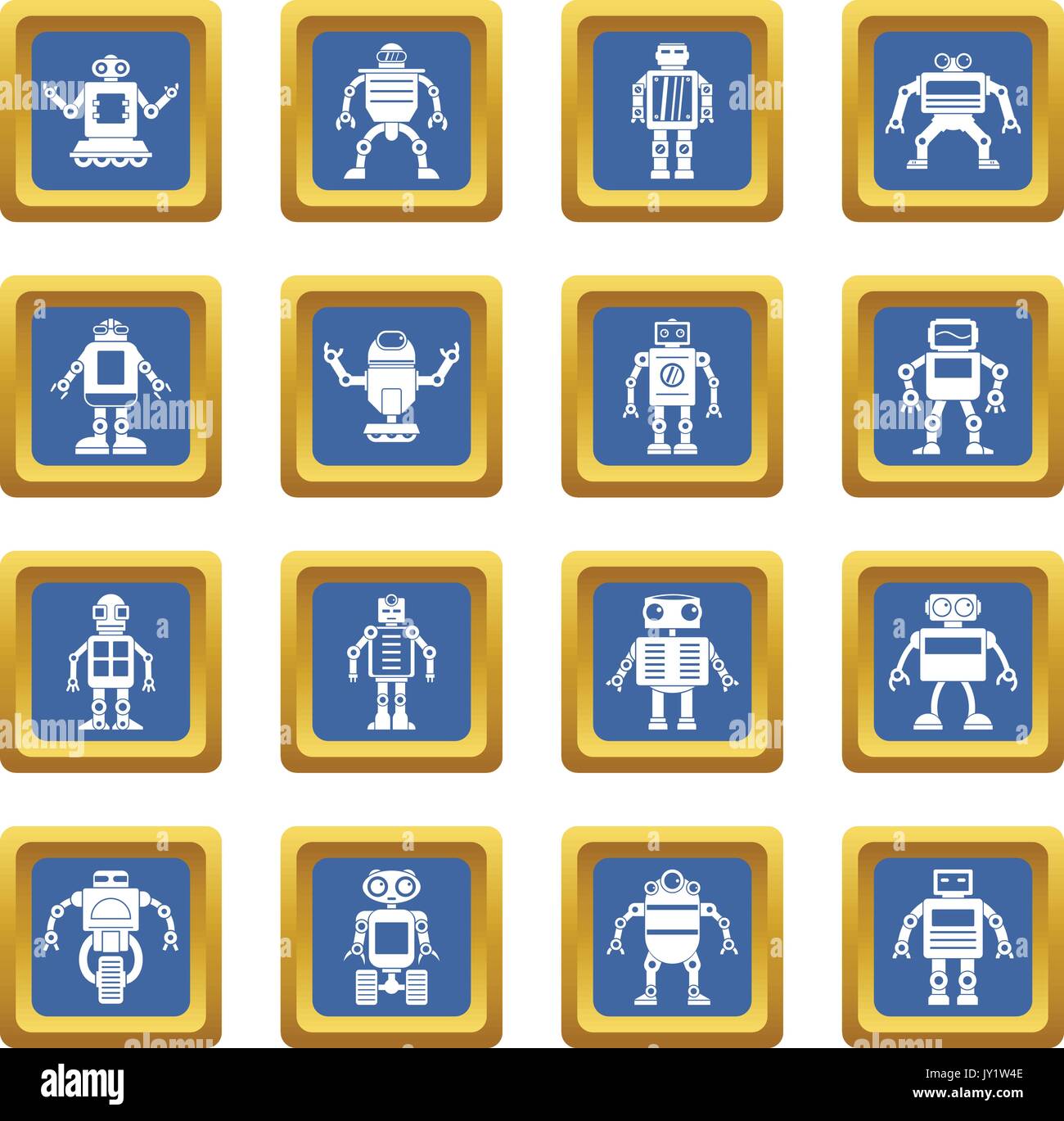 Robot icons set blue Stock Vector Image & Art - Alamy