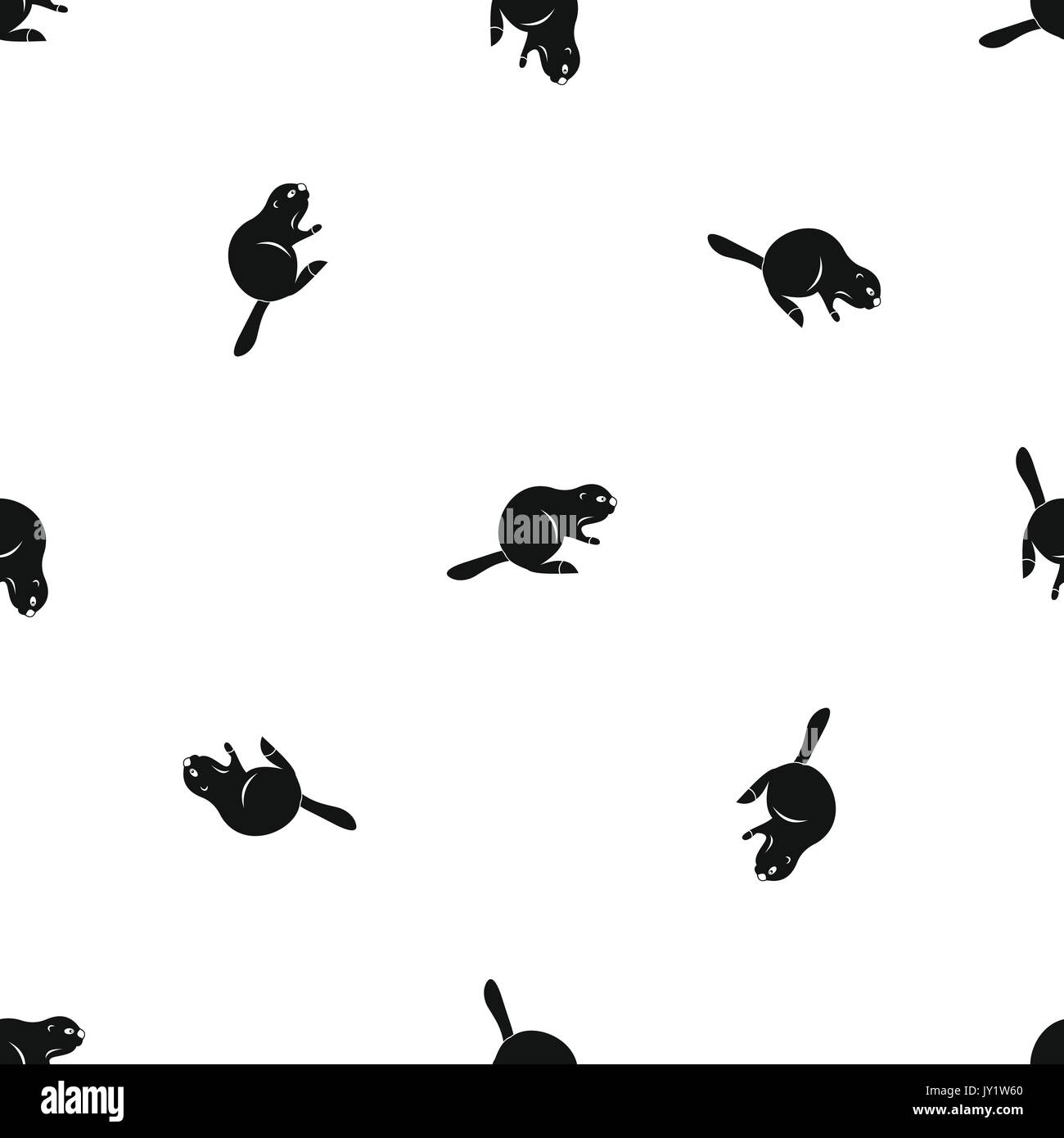 Canadian beaver pattern seamless black Stock Vector