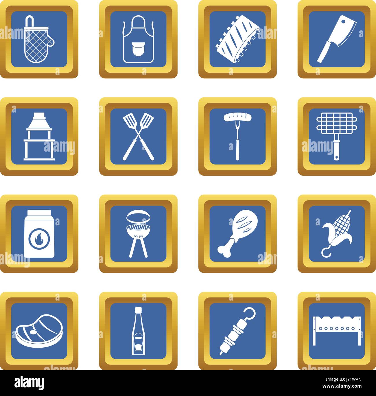 BBQ food icons set blue Stock Vector Image & Art - Alamy