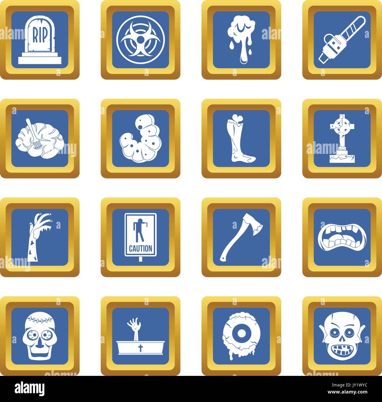 Zombie icons set blue Stock Vector Image & Art - Alamy