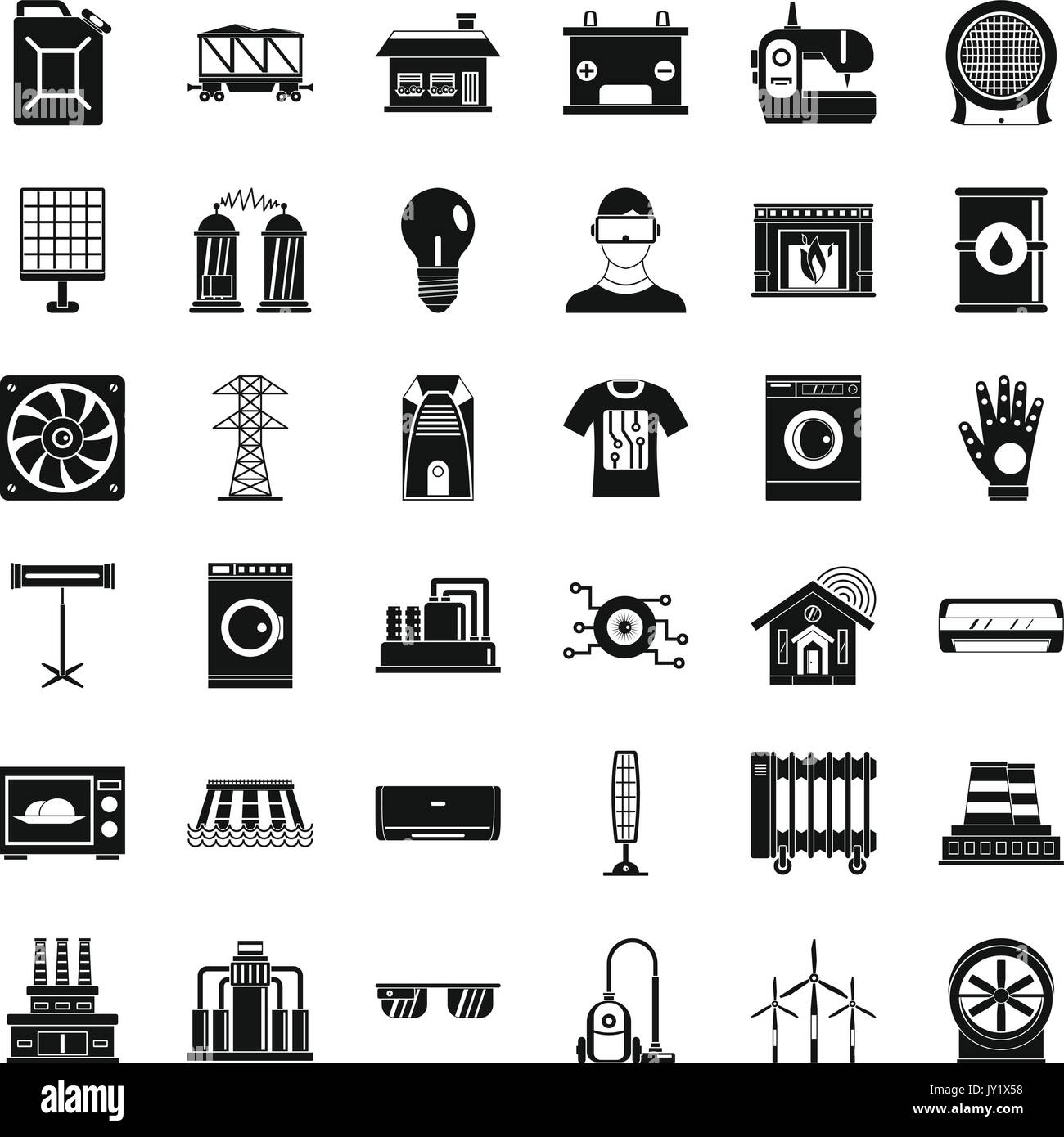 Electricity icons set, simple style Stock Vector