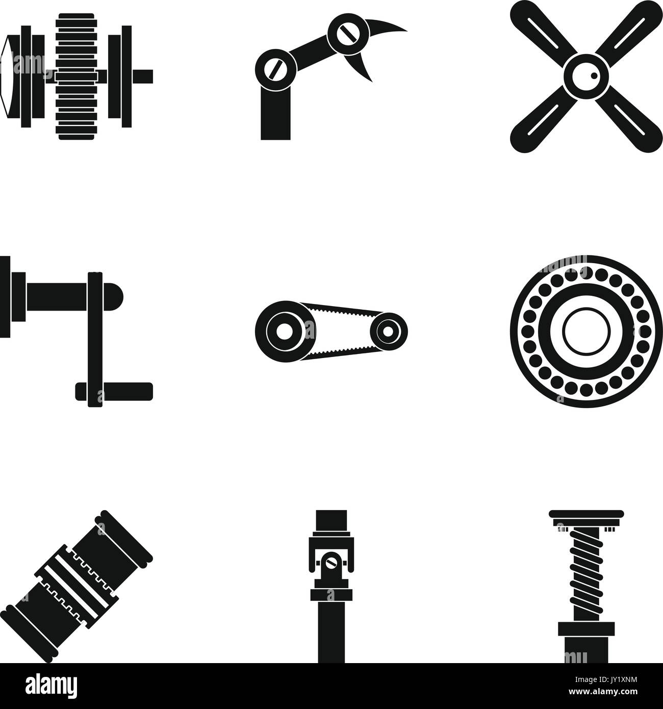 Machinery gear icon set, simple style Stock Vector