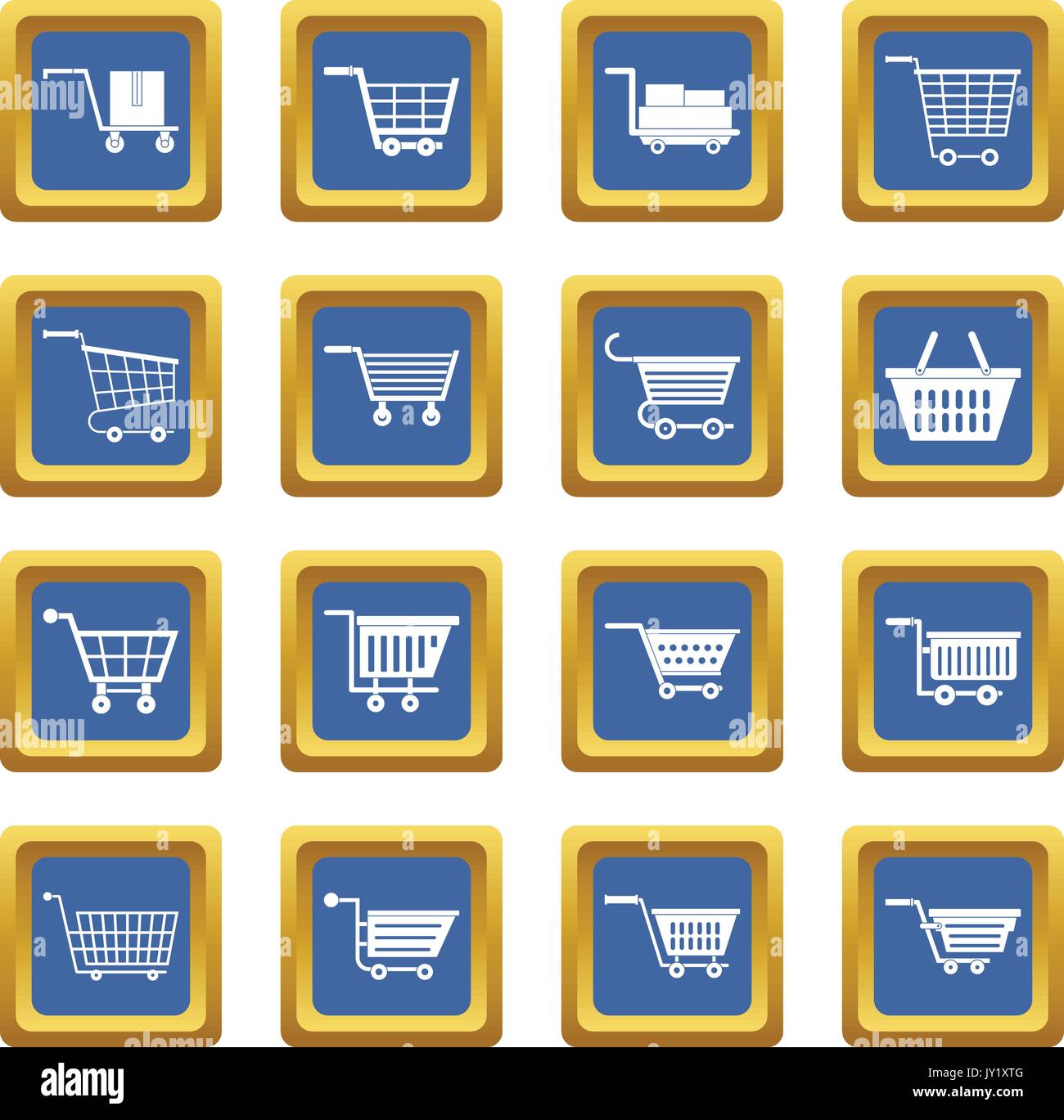 Shopping cart icons set blue Stock Vector Image & Art - Alamy