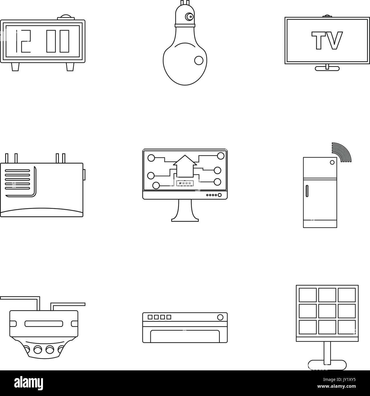 Smart home icon set, outline style Stock Vector Image & Art - Alamy