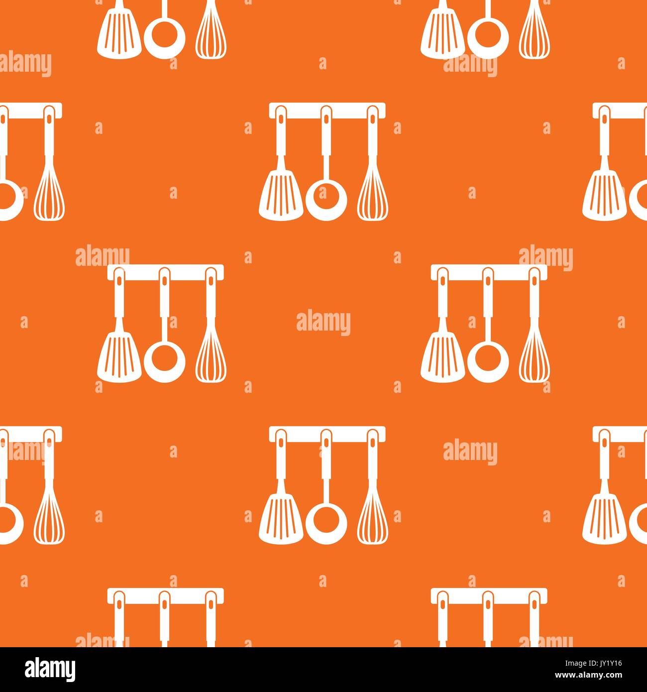 Spatula, ladle and whisk, kitchen tools pattern seamless Stock Vector